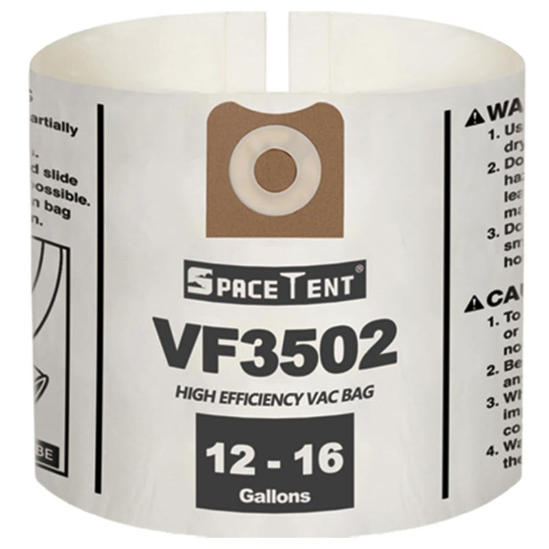 SpaceTent 5 Pack VF3502 Replacement for Rigid Shop Vac Bags Size A, compatible with RIDGID 12-16 Gallon Wet/Dry Vacuums, High Efficiency Dust Filter Bags, Part# 23743 - Image 1